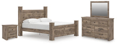 Diamond Furniture - Ashley Furniture - Rusticott King Poster Bed, Dresser, Mirror and Nightstand - King Poster Bed, Dresser, Mirror and Nightstand - PCB2260B12
