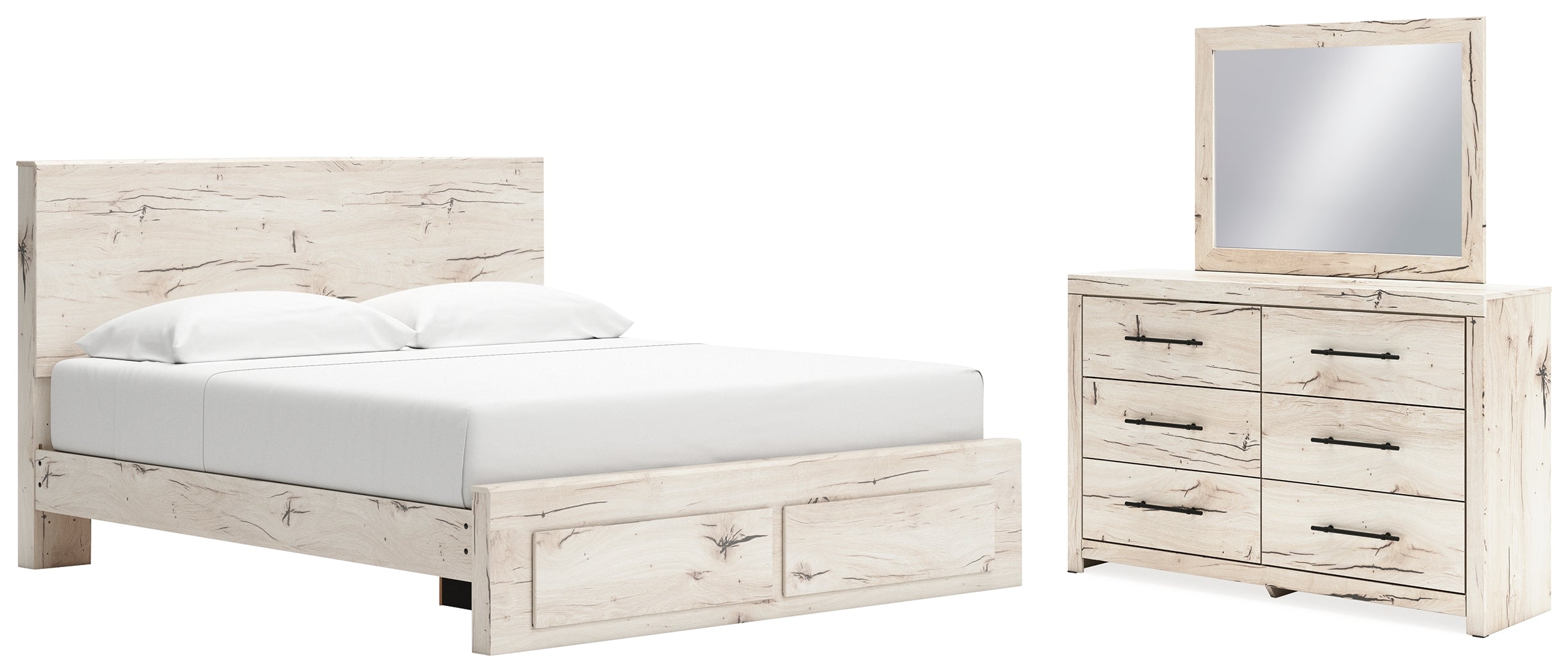 Diamond Furniture - Ashley Furniture - Lawroy King Panel Storage Bed, Dresser and Mirror - King Panel Storage Bed, Dresser and Mirror - B2310B32