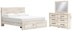 Lawroy King Panel Storage Bed, Dresser and Mirror