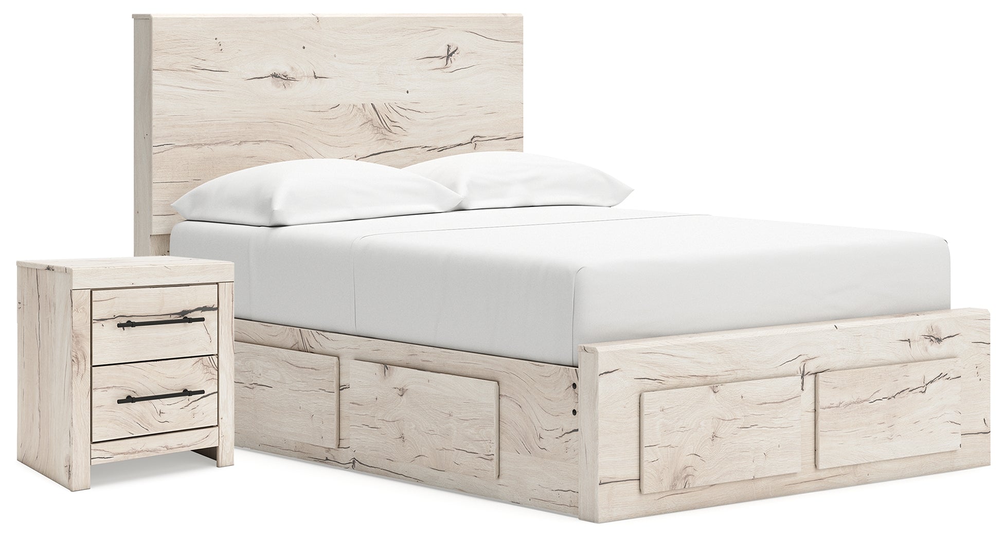 Diamond Furniture - Ashley Furniture - Lawroy Full Storage Bed and Nightstand - Full Storage Bed and Nightstand / Light Natural - B2310B51