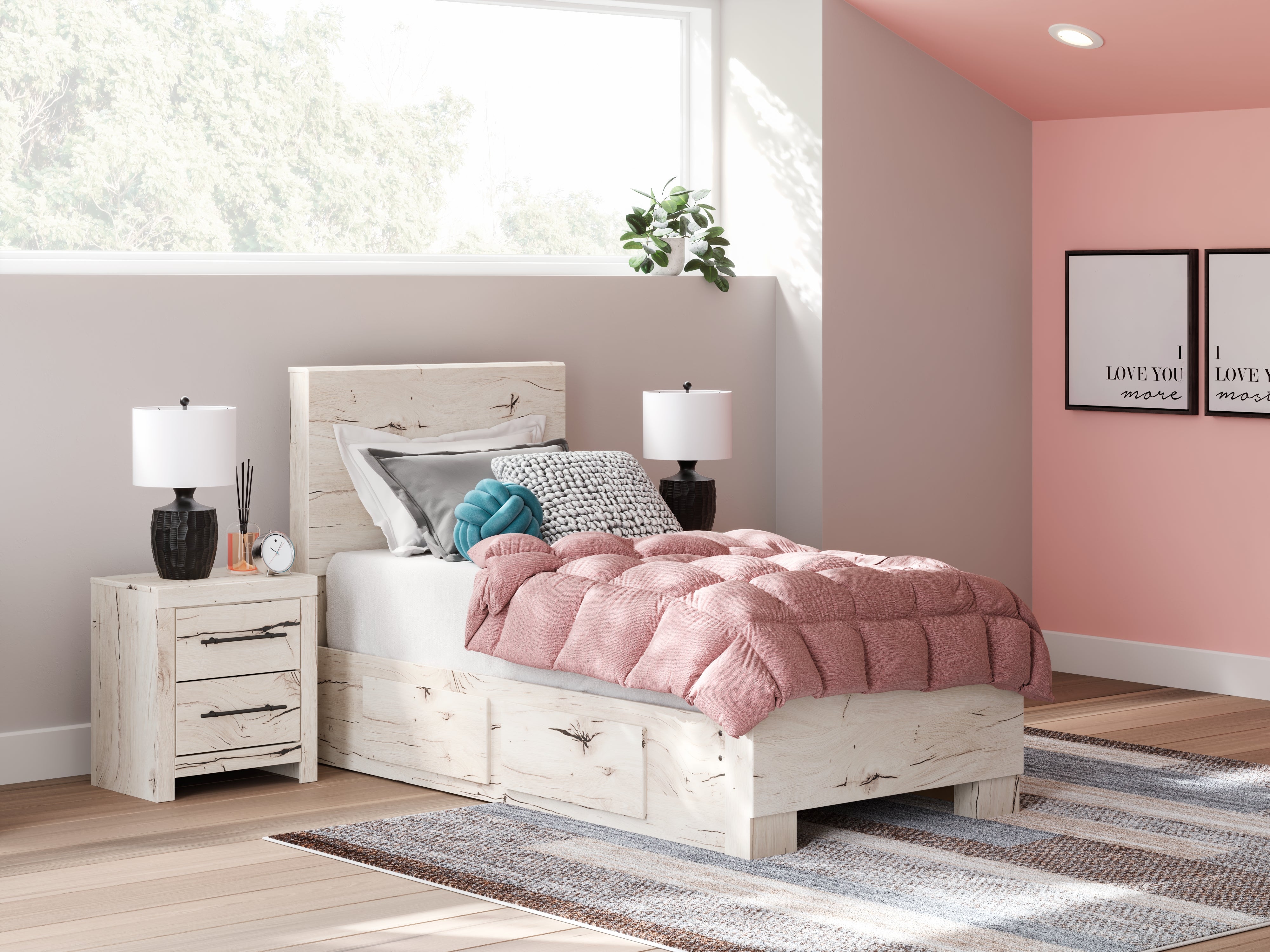 Diamond Furniture - Ashley Furniture - Lawroy Twin Panel Bed with Storage - Twin Panel Bed with Storage - B2310B23