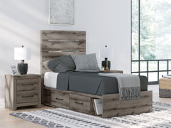 Diamond Furniture - Ashley Furniture - Graystorm Twin Panel Bed with Storage - Twin Panel Bed with Storage - PCB2405B19