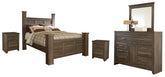 Diamond Furniture - Ashley Furniture - Juararo Queen Poster Bed with Mirrored Dresser and 2 Nightstands - Queen Poster Bed with Mirrored Dresser and 2 Nightstands - B251B17