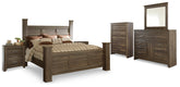 Diamond Furniture - Ashley Furniture - Juararo King Poster Bed, Dresser, Mirror, Chest and 2 Nightstands - King Poster Bed, Dresser, Mirror, Chest and 2 Nightstands - B251B30