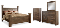 Diamond Furniture - Ashley Furniture - Juararo King Poster Bed, Dresser, Mirror and Chest - King Poster Bed, Dresser, Mirror and Chest - B251B37