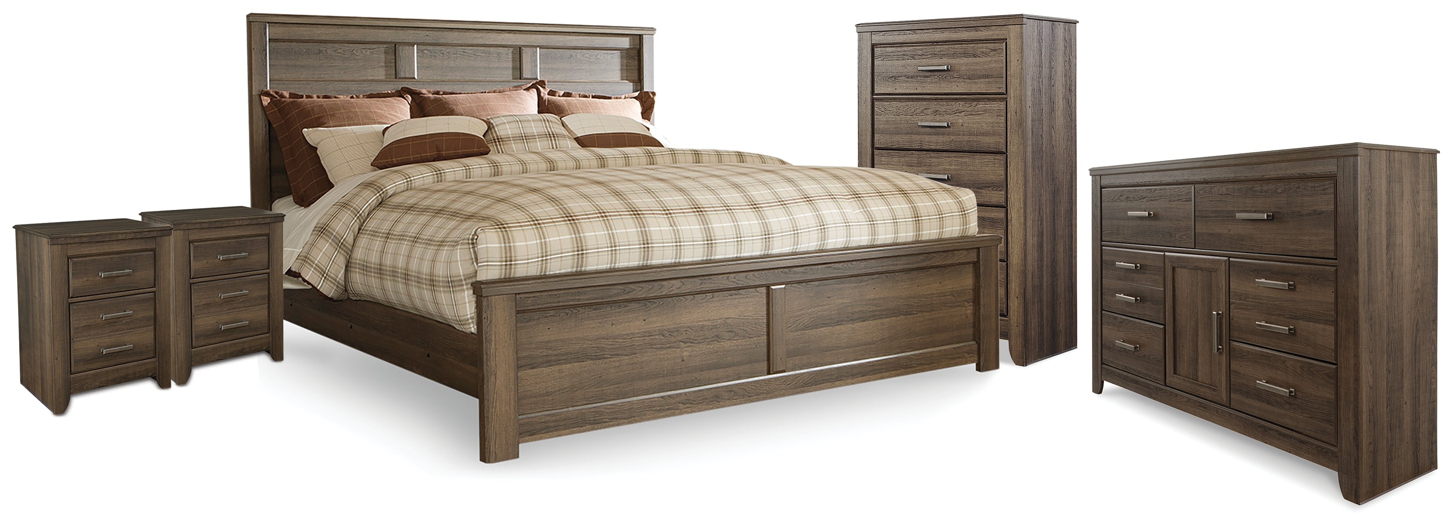 Diamond Furniture - Ashley Furniture - Juararo King Panel Bed, Dresser, Chest and 2 Nightstands - King Panel Bed, Dresser, Chest and 2 Nightstands - B251B39