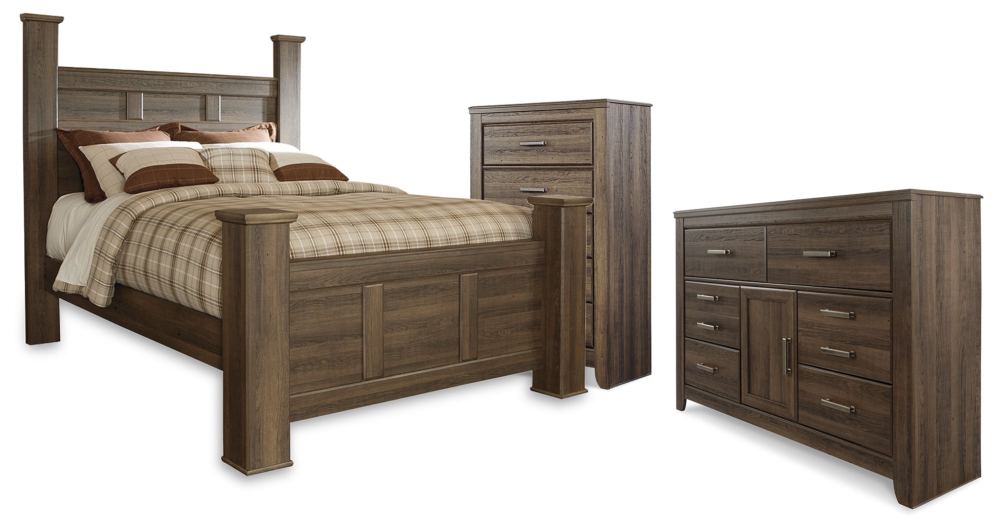 Diamond Furniture - Ashley Furniture - Juararo Queen Poster Bed, Dresser and Chest - Queen Poster Bed, Dresser and Chest - B251B44