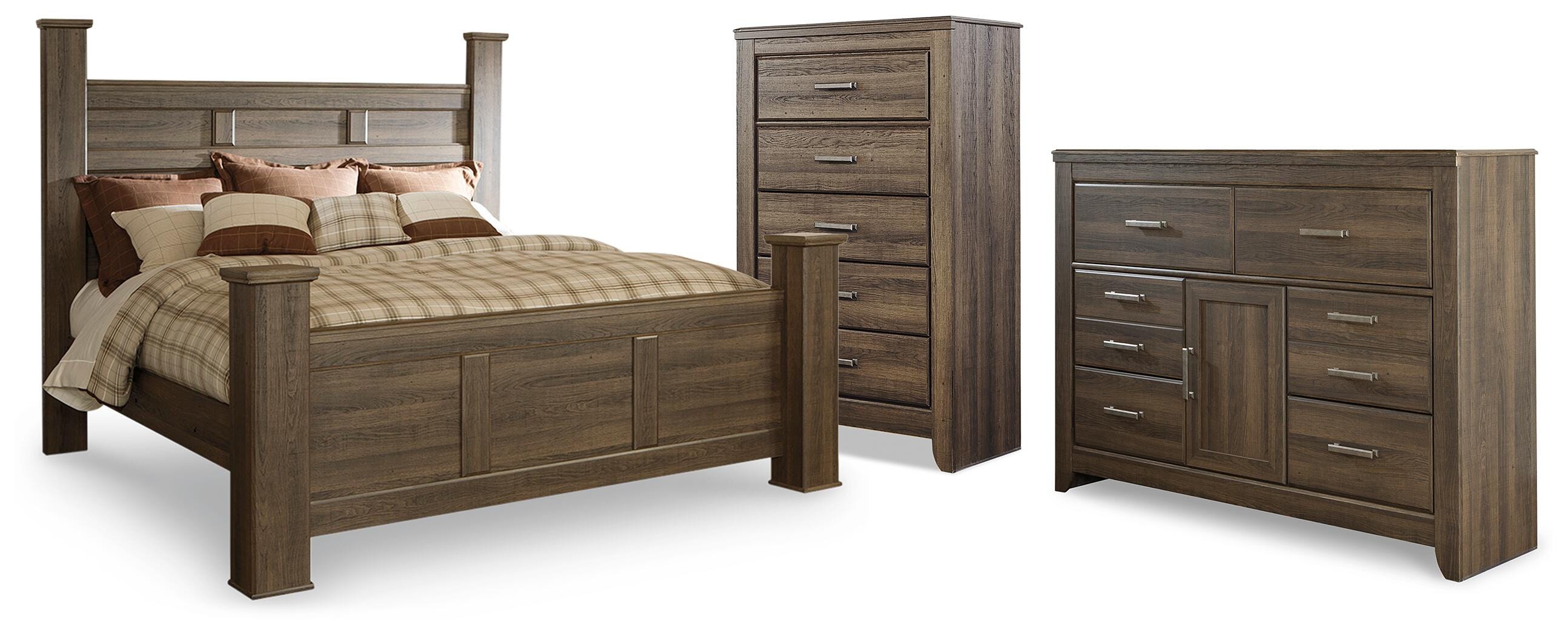 Diamond Furniture - Ashley Furniture - Juararo King Poster Bed, Dresser and Chest - King Poster Bed, Dresser and Chest - B251B54