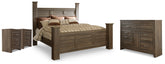Diamond Furniture - Ashley Furniture - Juararo King Poster Bed, Dresser and 2 Nightstands - King Poster Bed, Dresser and 2 Nightstands - B251B51