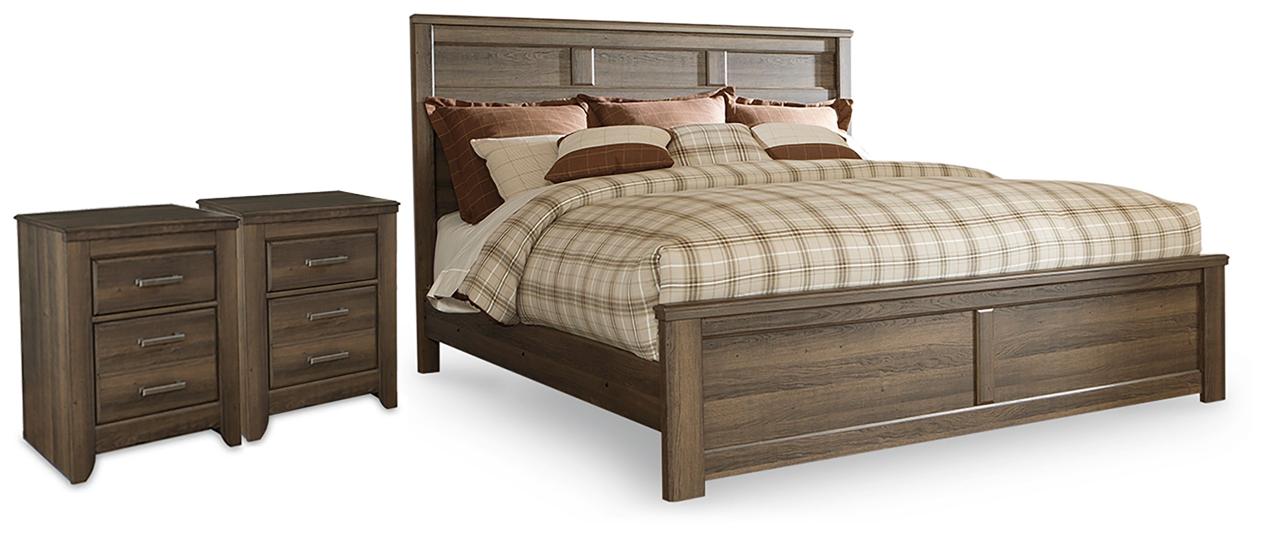Diamond Furniture - Ashley Furniture - Juararo King Panel Bed and 2 Nightstands - King Panel Bed and 2 Nightstands - B251B45