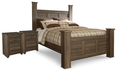 Diamond Furniture - Ashley Furniture - Juararo Queen Poster Bed and 2 Nightstands - Queen Poster Bed and 2 Nightstands - B251B38