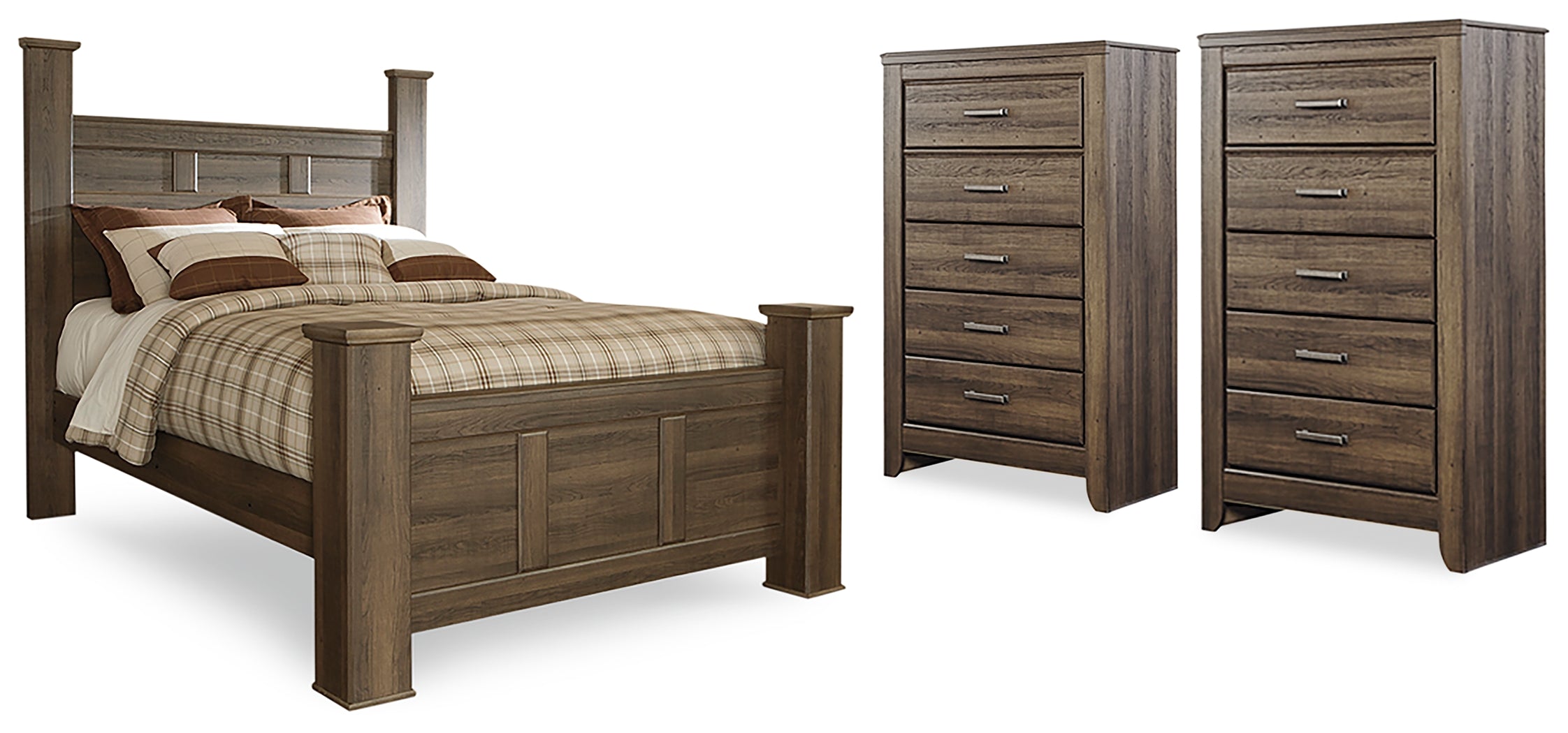 Diamond Furniture - Ashley Furniture - Juararo Queen Poster Bed and 2 Chests - Queen Poster Bed and 2 Chests - B251B29