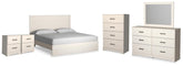 Diamond Furniture - Ashley Furniture - Stelsie King Panel Bed, Dresser, Mirror, Chest and 2 Nightstands - King Panel Bed, Dresser, Mirror, Chest and 2 Nightstands - B2588B19