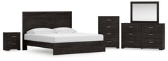Diamond Furniture - Ashley Furniture - Belachime King Panel Bed, Dresser, Mirror, Chest and Nightstand - King Panel Bed, Dresser, Mirror, Chest and Nightstand - B2589B20