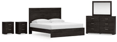Belachime King Panel Bed, Dresser Mirror and 2 Nightstands