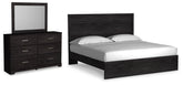 Diamond Furniture - Ashley Furniture - Belachime King Panel Bed, Dresser and Mirror - King Panel Bed, Dresser and Mirror - B2589B13