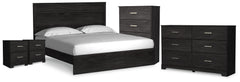 Diamond Furniture - Ashley Furniture - Belachime King Panel Bed, Dresser, Chest and 2 Nightstands - King Panel Bed, Dresser, Chest and 2 Nightstands - B2589B14