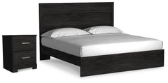 Diamond Furniture - Ashley Furniture - Belachime King Panel Bed and Nightstand - King Panel Bed and Nightstand - B2589B9