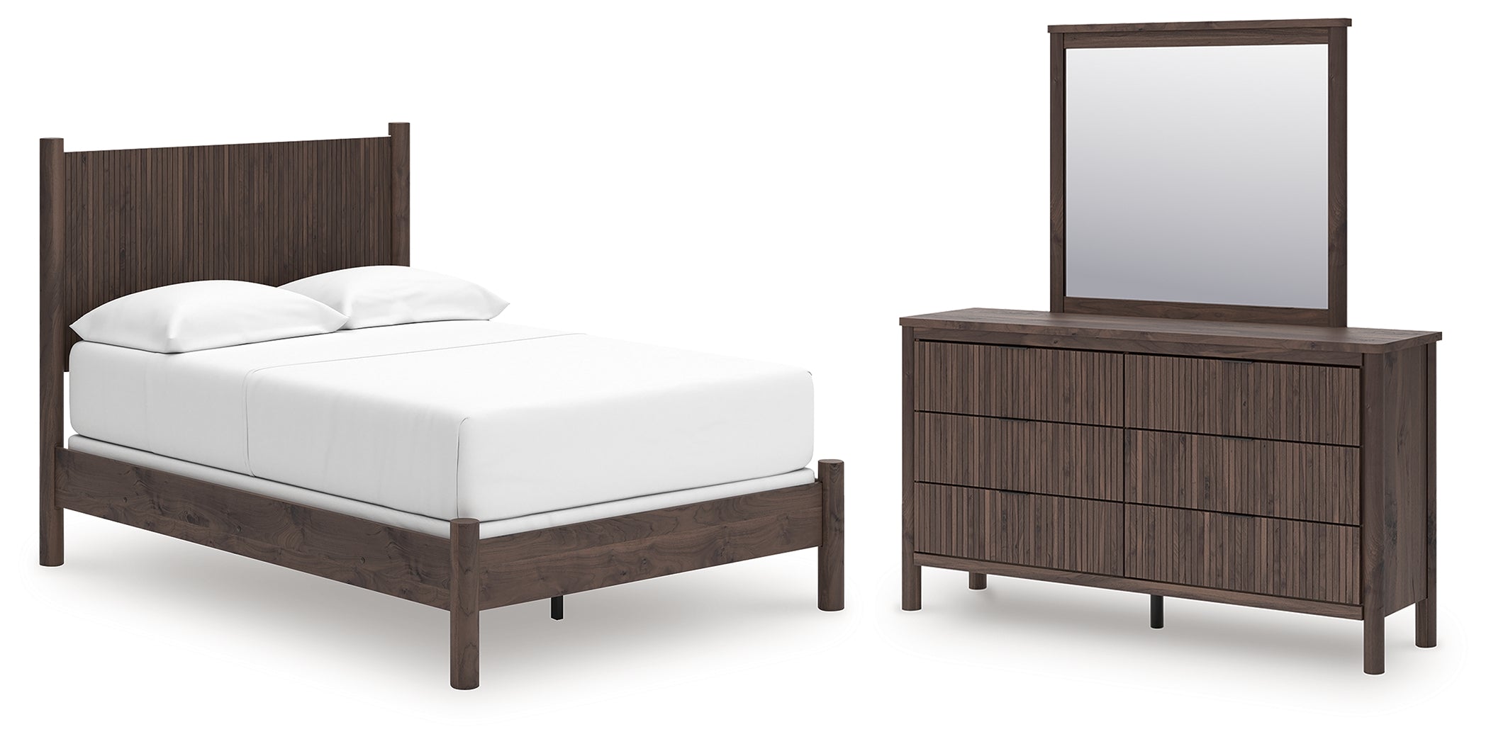 Diamond Furniture - Ashley Furniture - Pamytta Full Pane Bed, Dresser and Mirror - Full Pane Bed, Dresser and Mirror - PCB2614B17