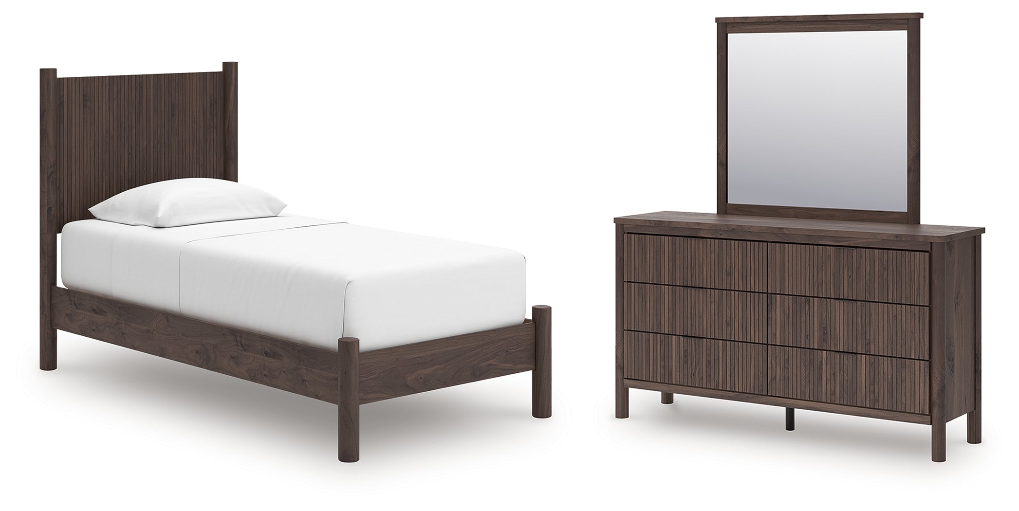 Diamond Furniture - Ashley Furniture - Pamytta Twin Panel Platform Bed, Dresser and Mirror - Twin Panel Platform Bed, Dresser and Mirror - PCB2614B3