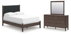 Pamytta Full Upholstered Panel Bed, Dresser and Mirror