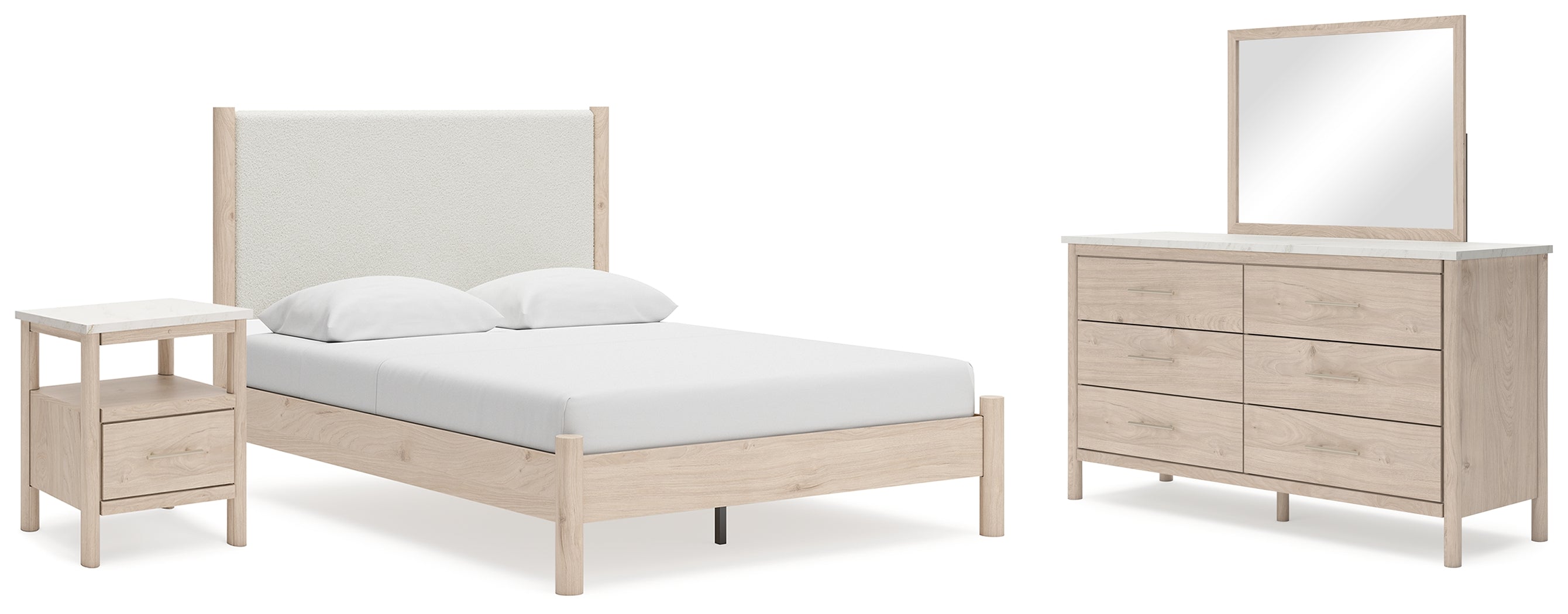 Diamond Furniture - Ashley Furniture - Cadmori Queen Panel Bed, Dresser, Mirror and Nightstand - Queen Panel Bed, Dresser, Mirror and Nightstand - B2615B12