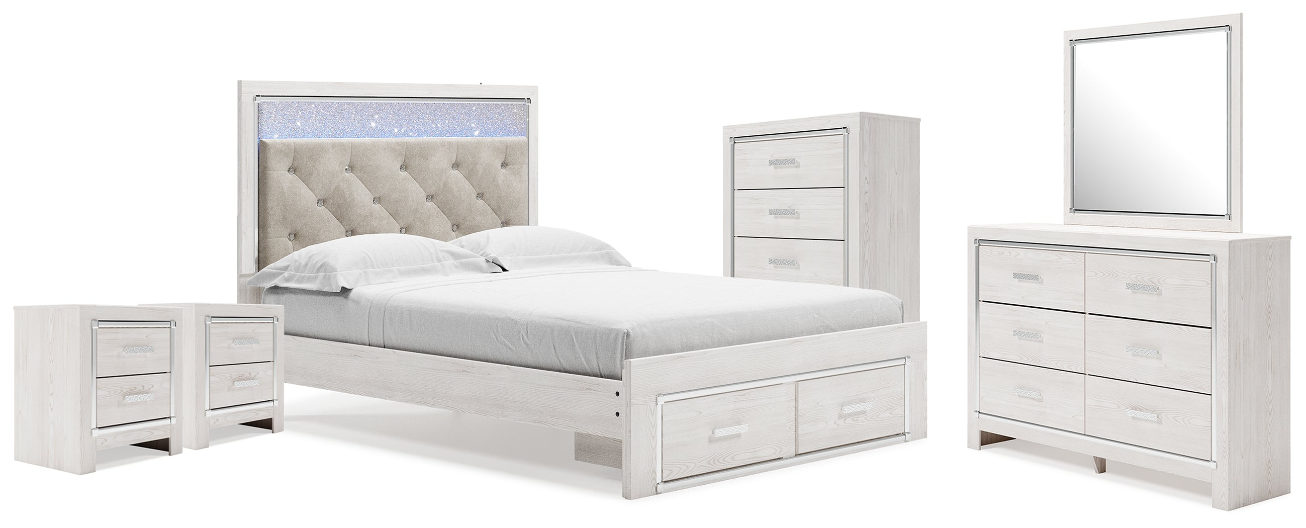 Diamond Furniture - Ashley Furniture - Altyra Queen Storage Bed, Dresser Mirror, Chest and 2 Nightstands - Queen Storage Bed, Dresser Mirror, Chest and 2 Nightstands - B2640B72