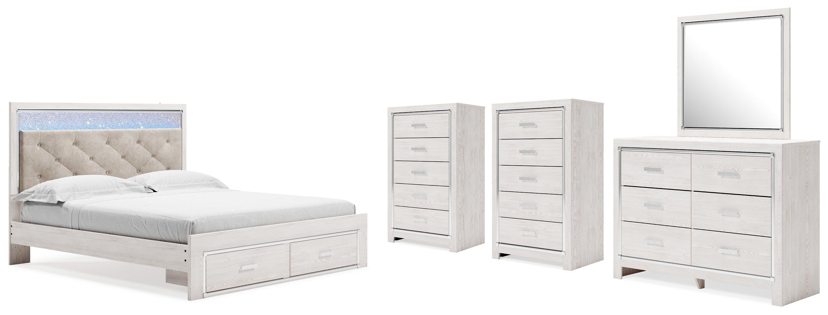 Diamond Furniture - Ashley Furniture - Altyra King Storage Bed, Dresser, Mirror and 2 Chests - King Storage Bed, Dresser, Mirror and 2 Chests - B2640B45