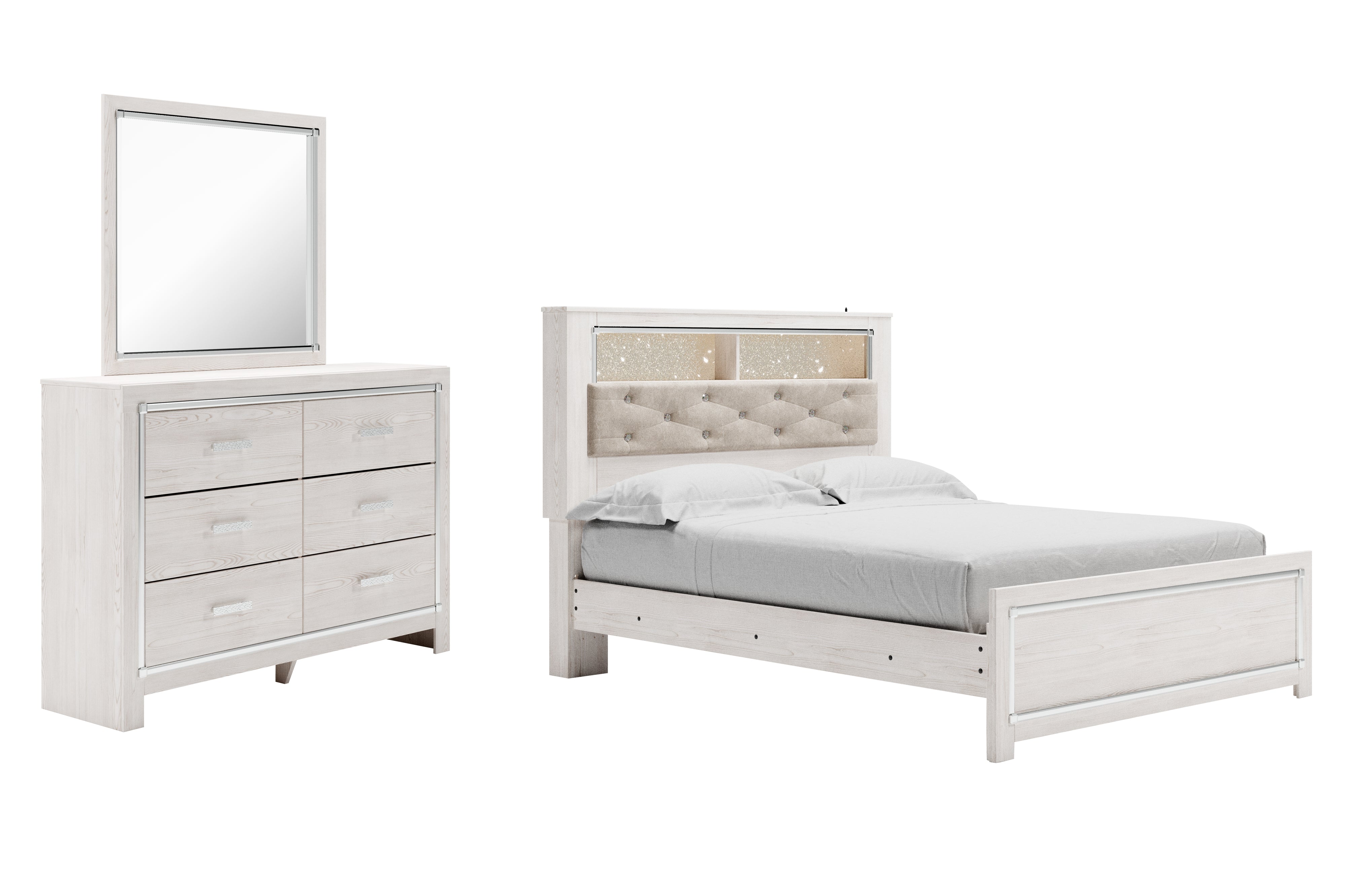 Diamond Furniture - Ashley Furniture - Altyra Queen Panel Bookcase Bed, Dresser and Mirror - Queen Panel Bookcase Bed, Dresser and Mirror - B2640B11