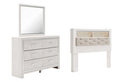 Diamond Furniture - Ashley Furniture - Altyra Queen Bookcase Headboard, Dresser and Mirror - Queen Bookcase Headboard, Dresser and Mirror - B2640B55