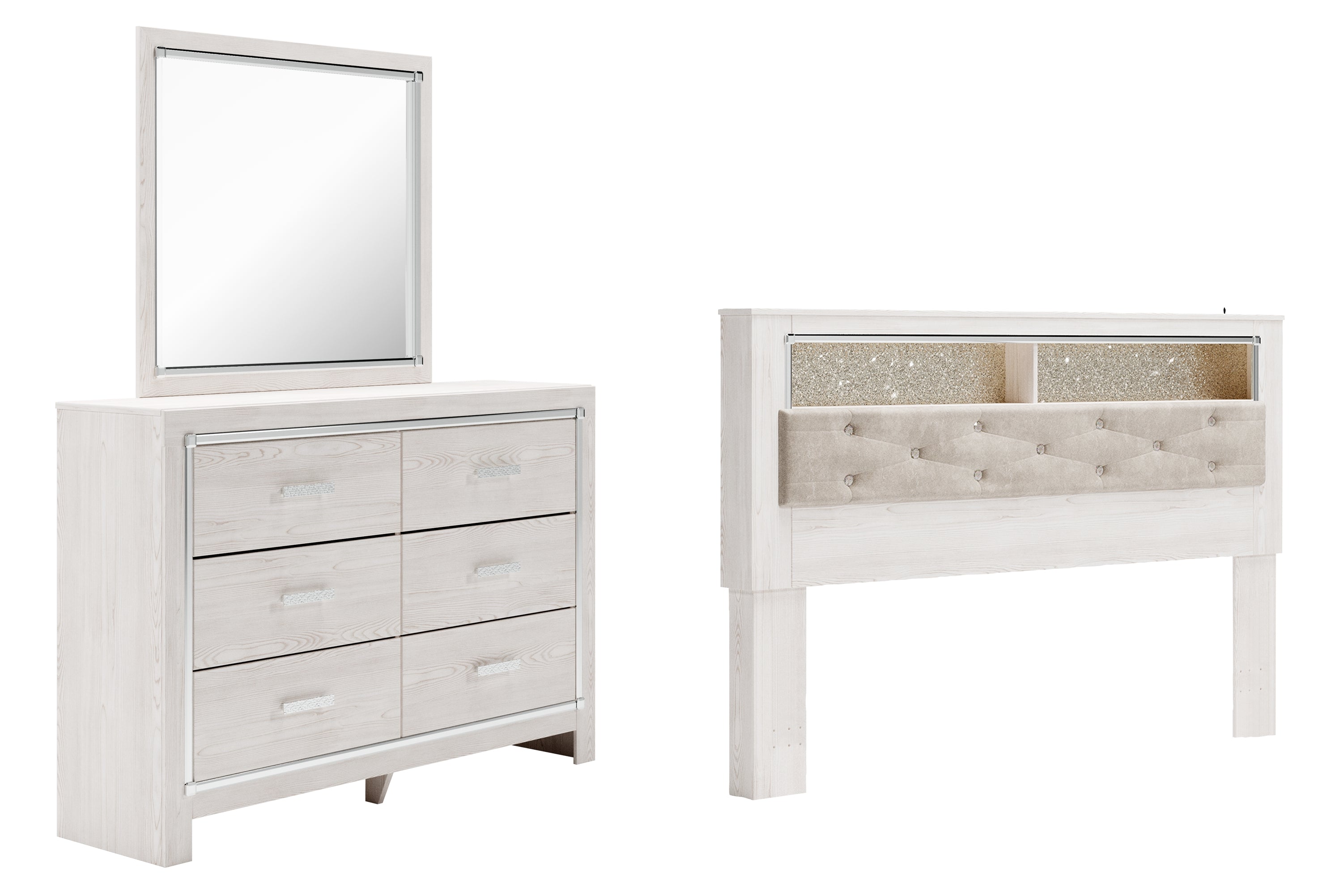 Diamond Furniture - Ashley Furniture - Altyra King Bookcase Headboard, Dresser and Mirror - King Bookcase Headboard, Dresser and Mirror - B2640B56