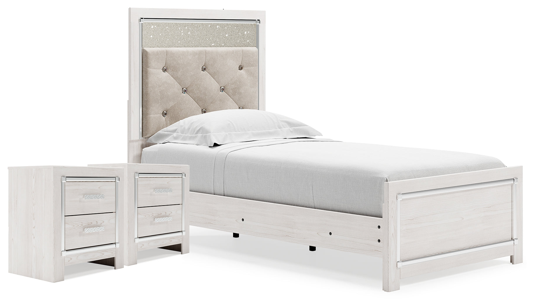 Diamond Furniture - Ashley Furniture - Altyra Twin Upholstered Panel Bed and 2 Nightstands - Twin Upholstered Panel Bed and 2 Nightstands - B2640B74