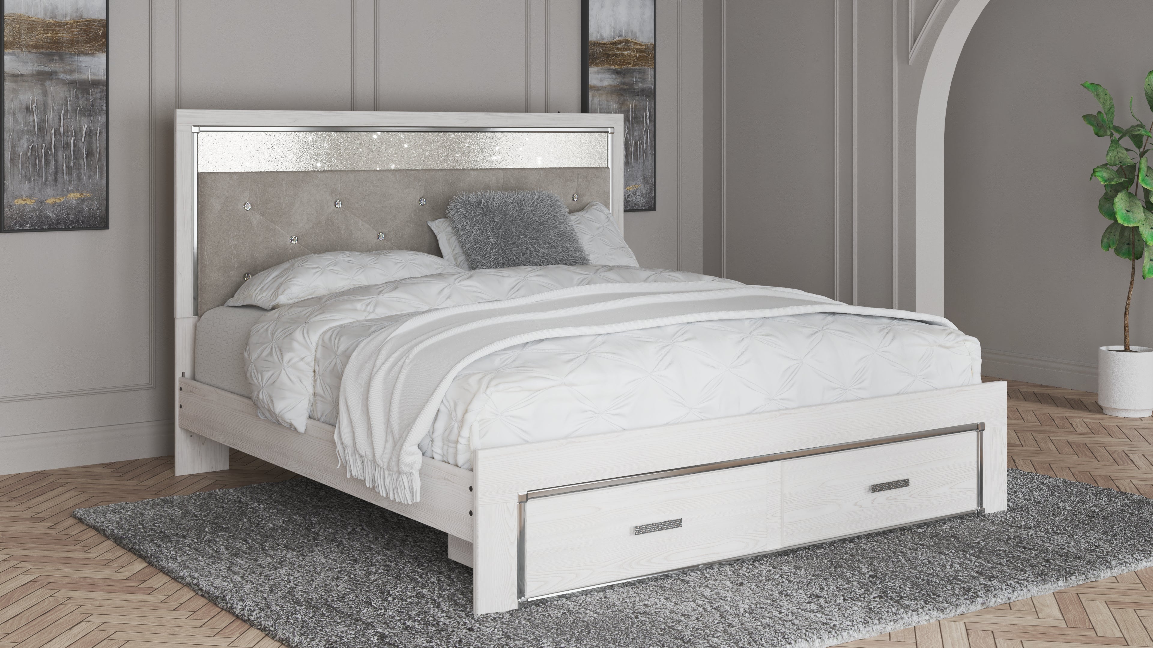 Diamond Furniture - Ashley Furniture - Altyra King Upholstered Storage Bed - King Upholstered Storage Bed - B2640B29