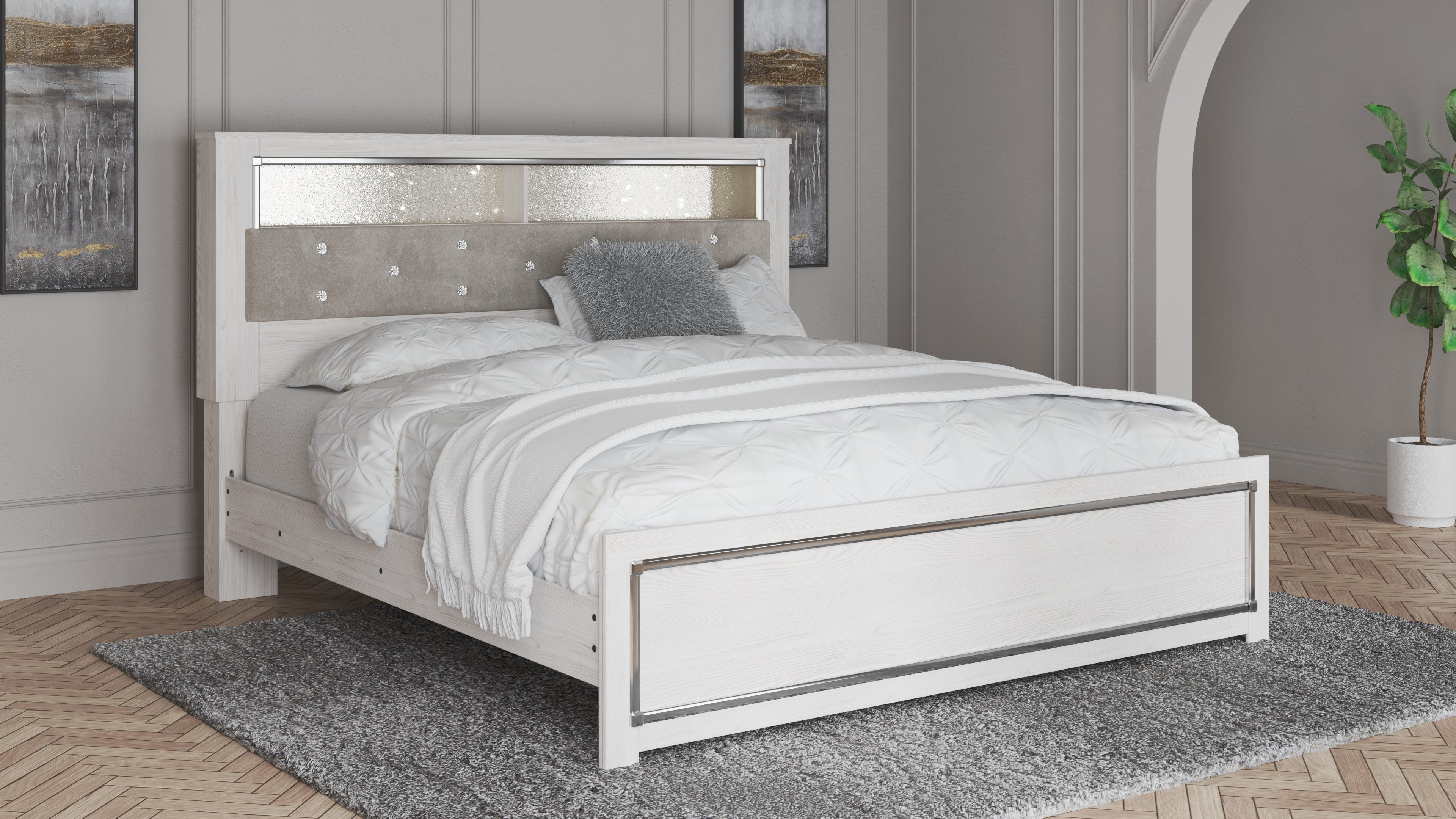 Diamond Furniture - Ashley Furniture - Altyra King Panel Bookcase Bed - King Panel Bookcase Bed - B2640B5