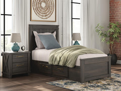 Diamond Furniture - Ashley Furniture - Vonitta Bay Twin Panel Bed with 2 Sided Storage - Twin Panel Bed with 2 Sided Storage - PCB2648B17