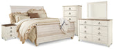 Diamond Furniture - Ashley Furniture - Willowton King Sleigh Bed, Dresser, Mirror, Chest and Nightstand - King Sleigh Bed, Dresser, Mirror, Chest and Nightstand - B267B61