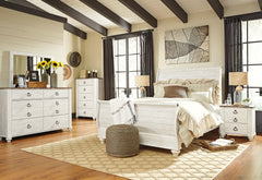 Diamond Furniture - Ashley Furniture - Willowton Queen Sleigh Bed, Dresser, Mirror, Chest and Nightstand - Queen Sleigh Bed, Dresser, Mirror, Chest and Nightstand - B267B57