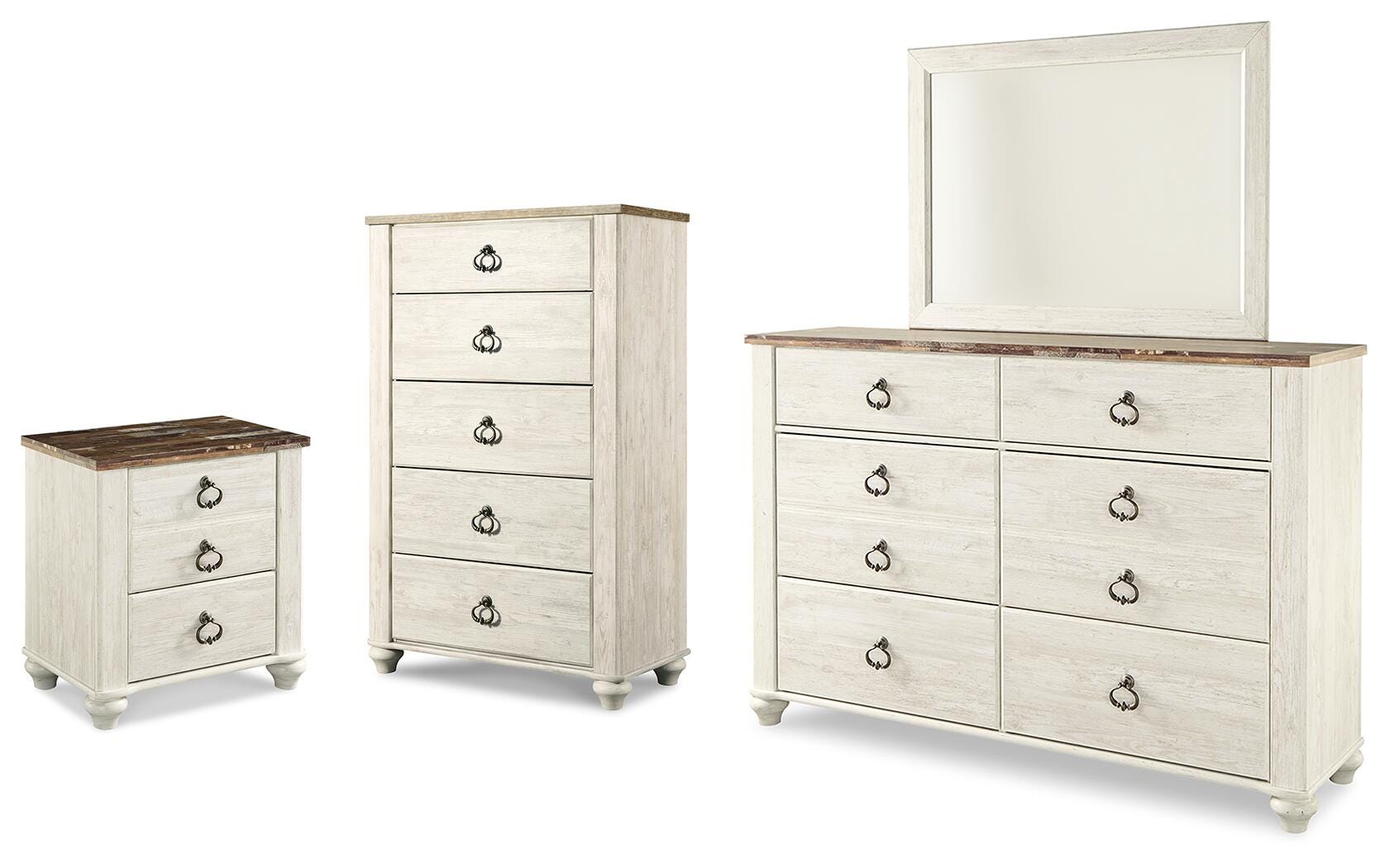Diamond Furniture - Ashley Furniture - Willowton Dresser, Mirror, Chest and Nightstand - Dresser, Mirror, Chest and Nightstand - B267B76
