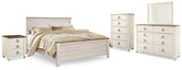 Diamond Furniture - Ashley Furniture - Willowton King Panel Bed, Dresser, Mirror, Chest and Nightstand - King Panel Bed, Dresser, Mirror, Chest and Nightstand - B267B68