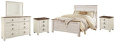 Diamond Furniture - Ashley Furniture - Willowton Queen Panel Bed, Dresser, Mirror and 2 Nightstands - Queen Panel Bed, Dresser, Mirror and 2 Nightstands - B267B35