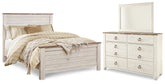 Diamond Furniture - Ashley Furniture - Willowton Queen Panel Bed, Dresser and Mirror - Queen Panel Bed, Dresser and Mirror - B267B9