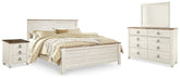 Diamond Furniture - Ashley Furniture - Willowton King Panel Bed, Dresser, Mirror, and Nightstand - King Panel Bed, Dresser, Mirror, and Nightstand - B267B38