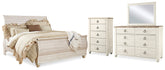 Diamond Furniture - Ashley Furniture - Willowton King Sleigh Bed, Dresser, Mirror and Chest - King Sleigh Bed, Dresser, Mirror and Chest - B267B42