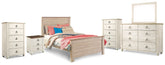 Diamond Furniture - Ashley Furniture - Willowton Full Panel Bed, Dresser, Mirror, 2 Chests and nightstand - Full Panel Bed, Dresser, Mirror, 2 Chests and nightstand - B267B40