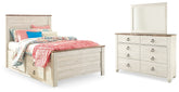Diamond Furniture - Ashley Furniture - Willowton Full Panel Bed with Storage, Dresser and Mirror - Full Panel Bed with Storage, Dresser and Mirror - B267B52
