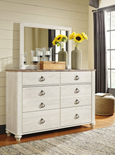 Diamond Furniture - Ashley Furniture - Willowton Dresser and Mirror - Dresser and Mirror - B267B1