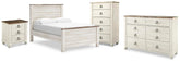 Diamond Furniture - Ashley Furniture - Willowton Full Panel Bed, Dresser, Chest and Nightstand - Full Panel Bed, Dresser, Chest and Nightstand - B267B73