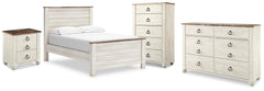 Diamond Furniture - Ashley Furniture - Willowton Full Panel Bed, Dresser, Chest and Nightstand - Full Panel Bed, Dresser, Chest and Nightstand - B267B73