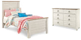 Diamond Furniture - Ashley Furniture - Willowton Twin Panel Bed and Dresser - Twin Panel Bed and Dresser - B267B53