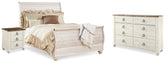 Diamond Furniture - Ashley Furniture - Willowton Queen Sleigh Bed, Dresser and Nightstand - Queen Sleigh Bed, Dresser and Nightstand - B267B59